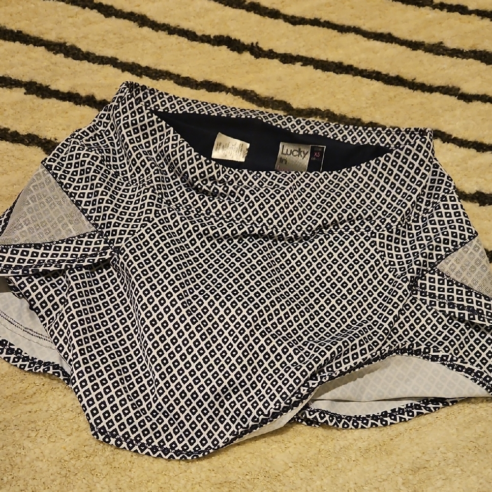 Lucky in Love Black & White Diamond Print Skort
